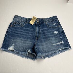 KanCan Mom Denim Jean‎ Short Frayed Cutoff Relaxed Thigh Womens Size 13 / 30 NEW